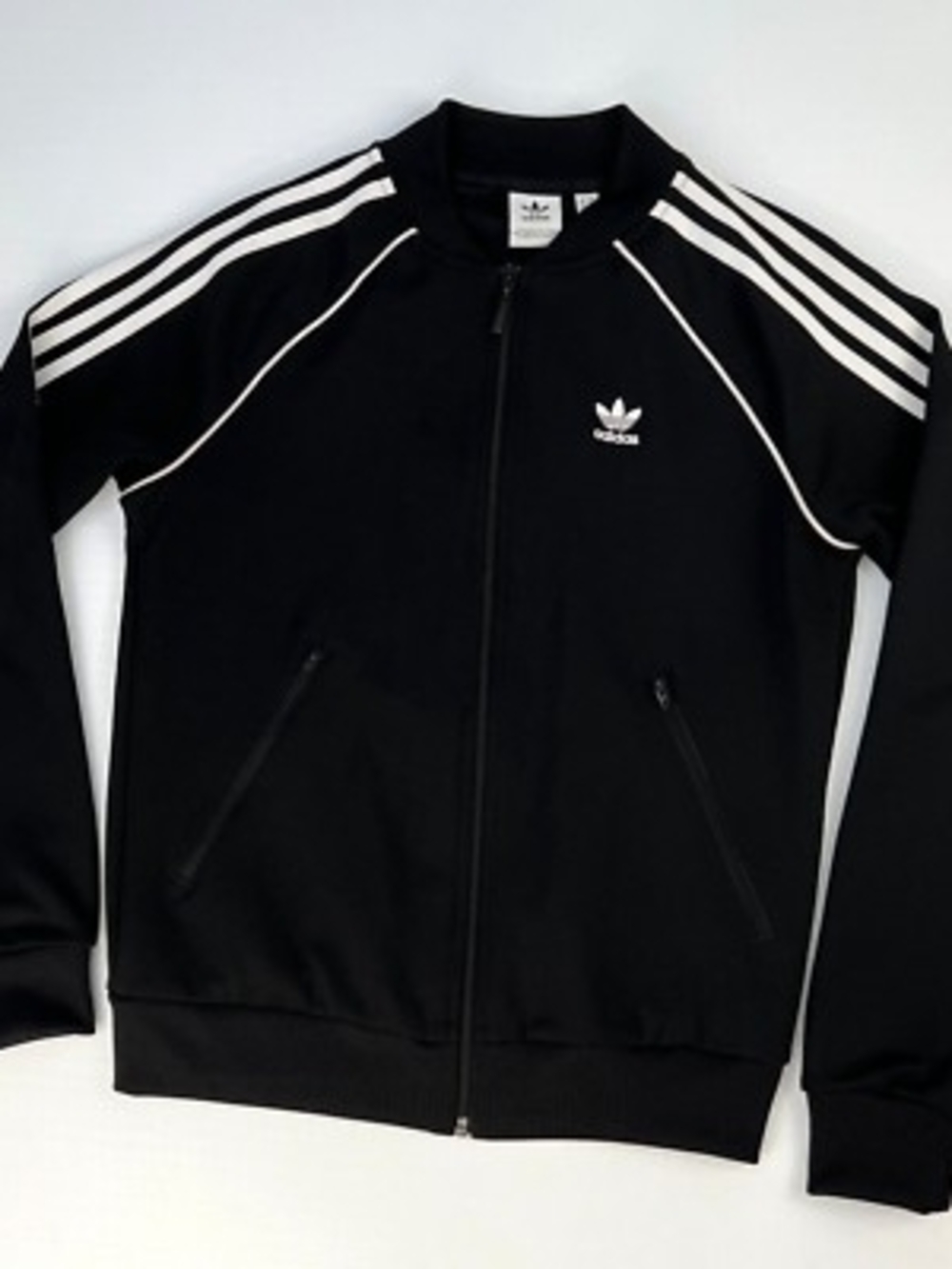 Black Track Jacket with White Stripes